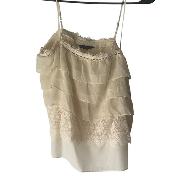 American Eagle Size Small Cream Ivory Lace Tiered Ruffle Babydoll Top - Picture 1 of 9